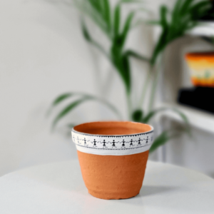 Warli Design terracotta pot hand painted